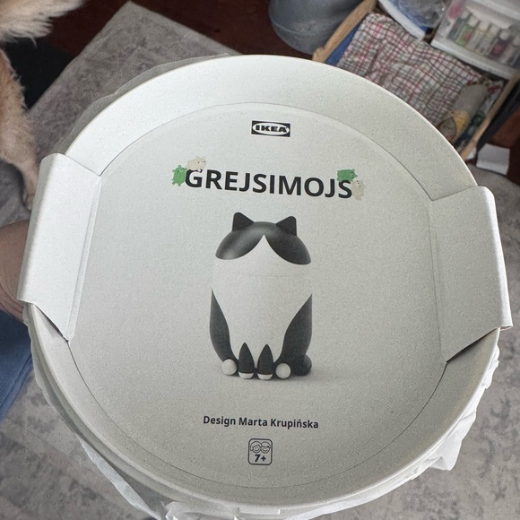 IKEA GREJSIMOJS Black and White Cat Storage Container